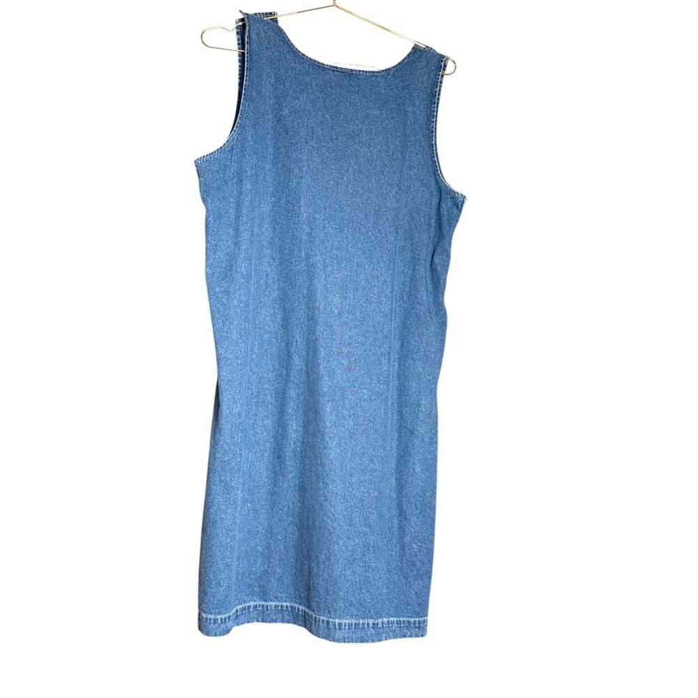 Vintage National Wildlife Federation Denim Jumper Dress Birds Pockets Large - Picture 2 of 10